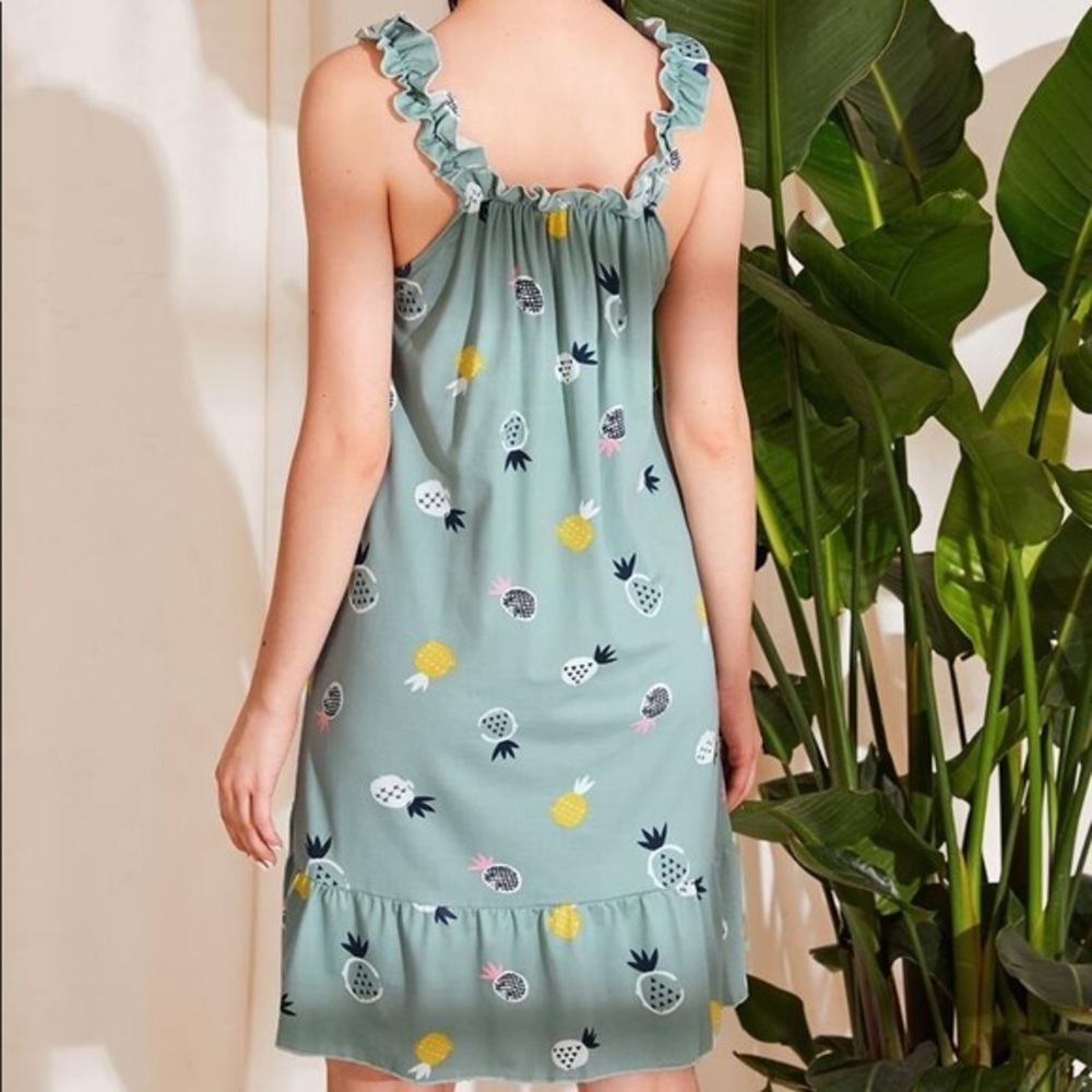 New Green Ruffle Cami Nightgown - Picture 2 of 6